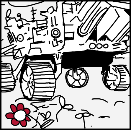 Black-and-white line illustration with red accents for Molecules of Mars